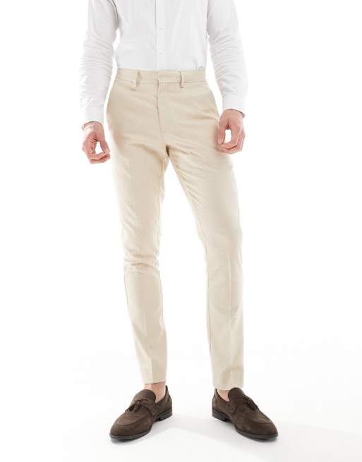 ASOS DESIGN wedding skinny suit pants in stone