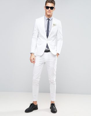 white skinny suit
