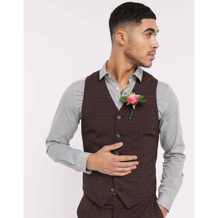 Grey suit with burgundy on sale vest