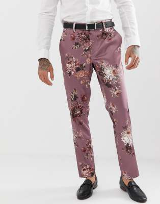 asos pink floral suit