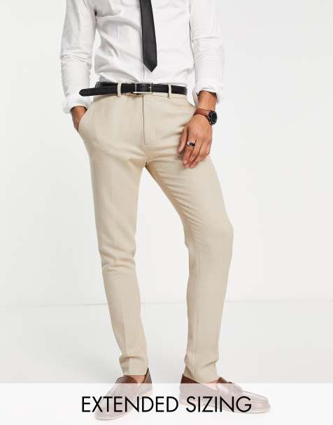 ASOS DESIGN wedding skinny suit trousers in beige - view 1
