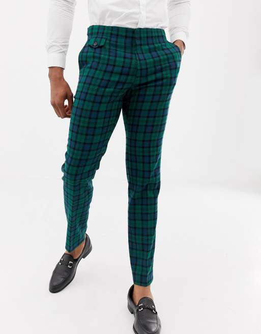 ASOS DESIGN wedding skinny suit trousers in blackwatch tartan | ASOS