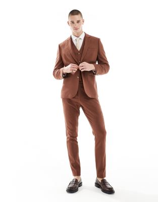 ASOS DESIGN ASOS DESIGN wedding skinny suit trousers in brown
