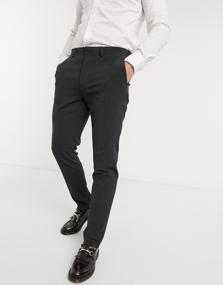 ASOS DESIGN wedding skinny suit trousers in charcoal four way stretch-Grey