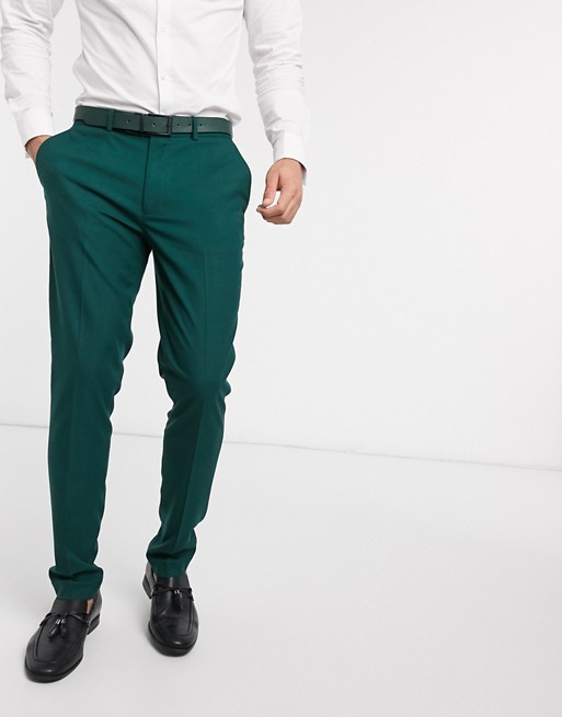 ASOS DESIGN wedding skinny suit trousers in forest green
