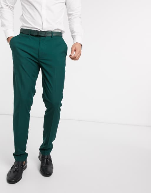 ASOS DESIGN wedding skinny suit trousers in forest green ASOS