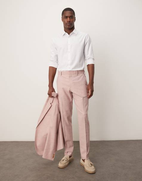 ASOS DESIGN wedding skinny suit trousers in pink texture - view 1