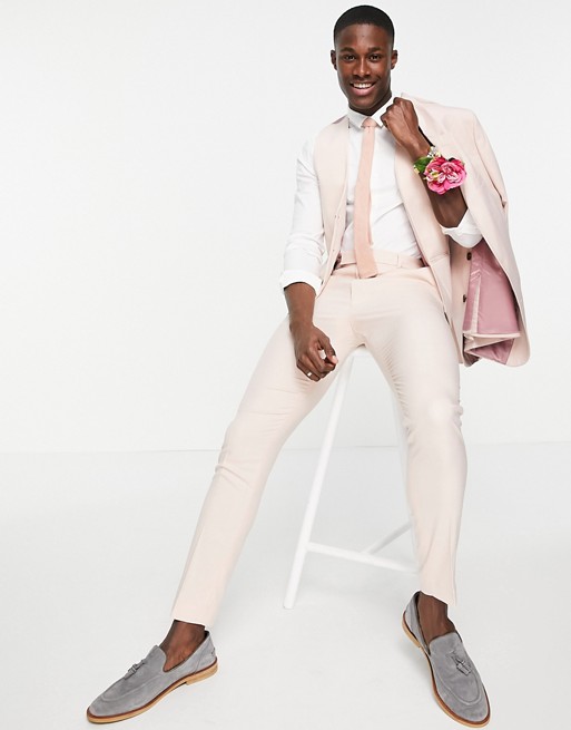 ASOS DESIGN wedding skinny suit trousers in rose pink