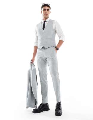 ASOS DESIGN ASOS DESIGN wedding skinny suit trousers in sage green melange texture