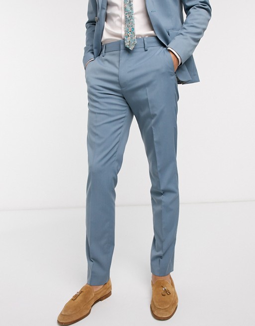ASOS DESIGN wedding skinny suit trousers in soft blue