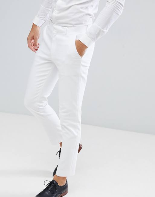 Hvidt jakkesæt med smal pasform og firkantet søm fra ASOS DESIGN wedding, 3 af 4