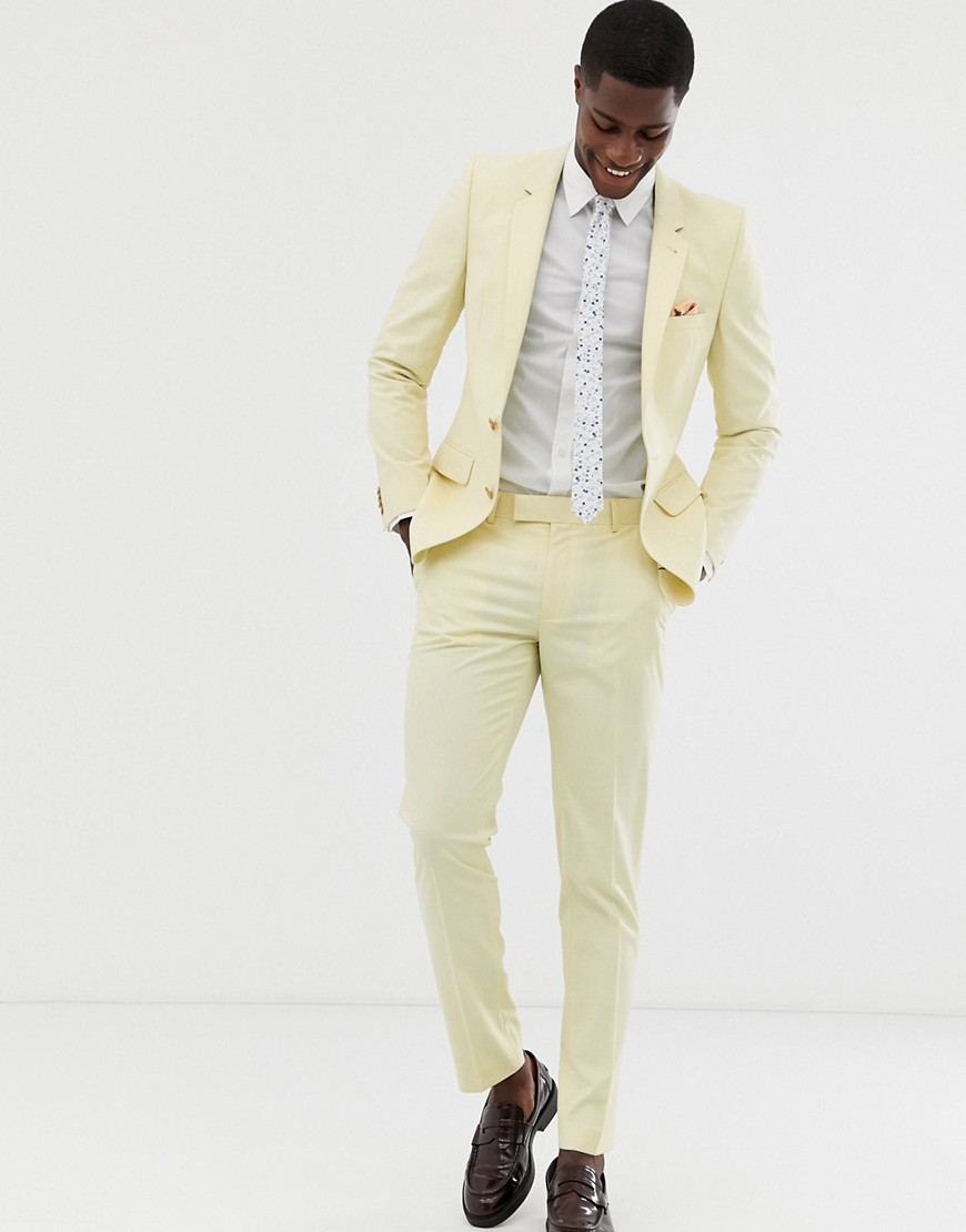 ASOS DESIGN wedding skinny suit trousers in yellow
