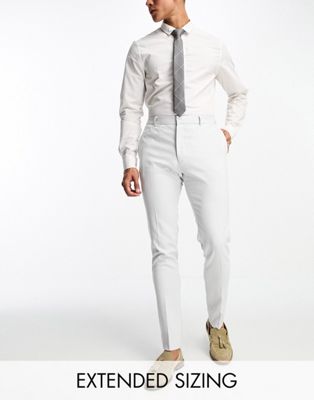 ASOS DESIGN wedding skinny suit trousers with micro texture in ice grey