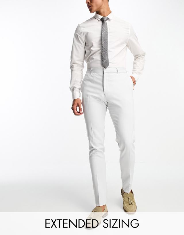 ASOS DESIGN - wedding skinny suit trousers with micro texture in ice grey