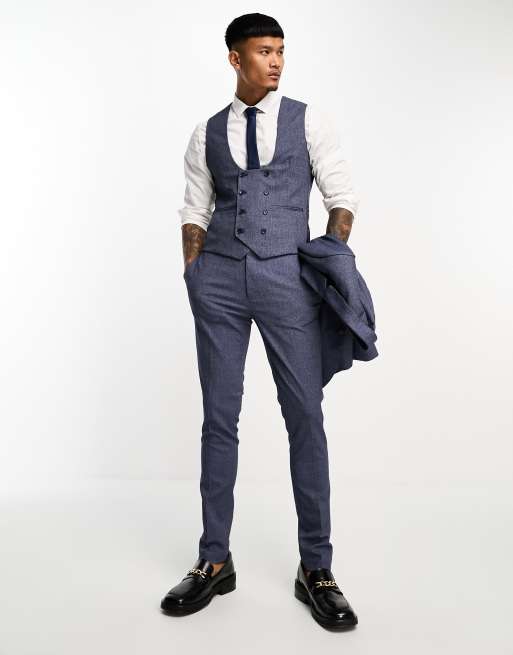 acler blue pleated dress Pantiff Slim-Fit Suit Vest Navy