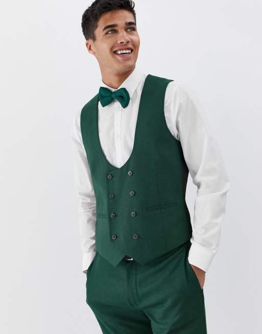 ASOS DESIGN wedding skinny suit in forest green micro texture, 4 of 4