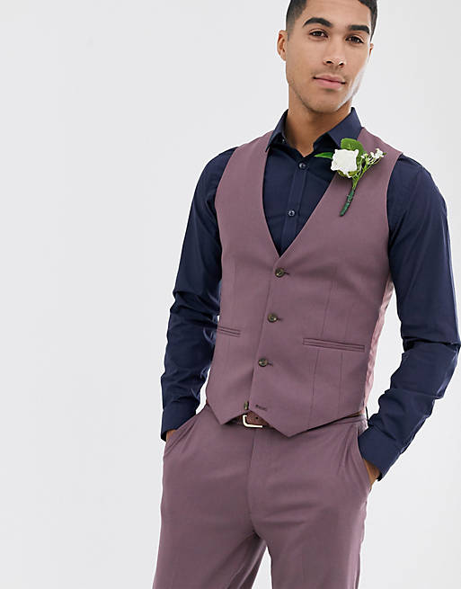 ASOS DESIGN wedding skinny suit waistcoat in lavender | ASOS