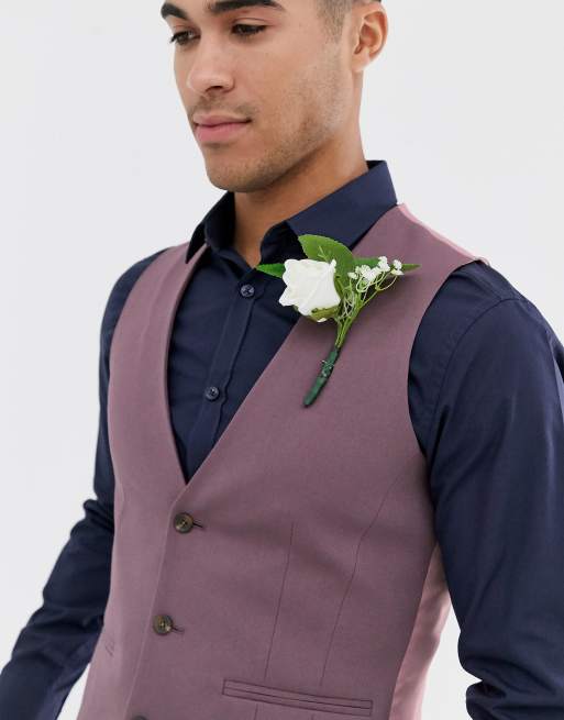 wedding ASOS waistcoat skinny ASOS lavender suit DESIGN in |