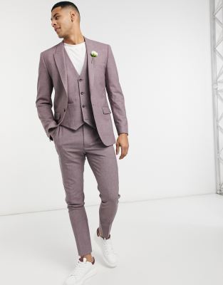 grey suit wine shirt