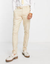 ASOS DESIGN wedding slim suit pants with micro texture in stone | ASOS