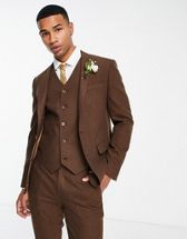 ASOS DESIGN slim tuxedo suit in burgundy