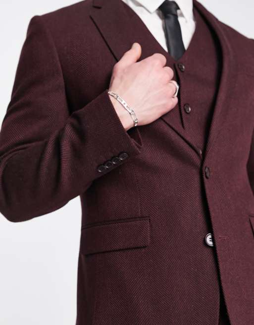 Zacharry - Burgundy Marle - Soft Tailored Slim Knit Suit Jacket, Suit  Jackets