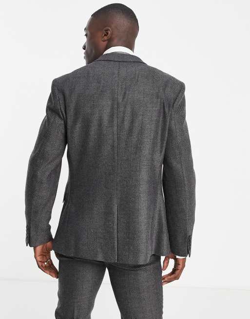 ASOS DESIGN wedding skinny wool mix suit jacket in charcoal