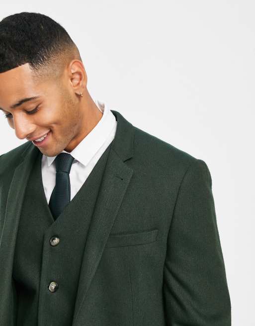 ASOS DESIGN skinny double breasted suit jacket in sage green