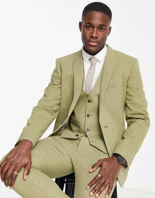 Sage Green Wedding Three Piece Mens Suit