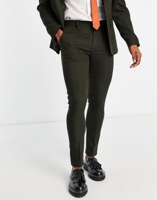 Slim Stretch Marle Tailored Pant - Dark Green, Suit Pants