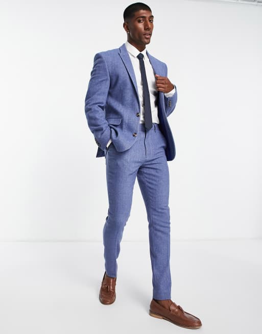 Skinny Light Blue Suit Pants