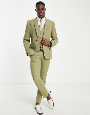 olive suit vest