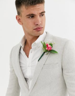 ASOS DESIGN wedding skinny wool mix twill blazer in gray | ASOS
