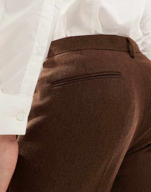ASOS DESIGN Wedding – Slim Fit Anzughose in Braun aus Wollmix mit Flechtmuster, 3 von 5
