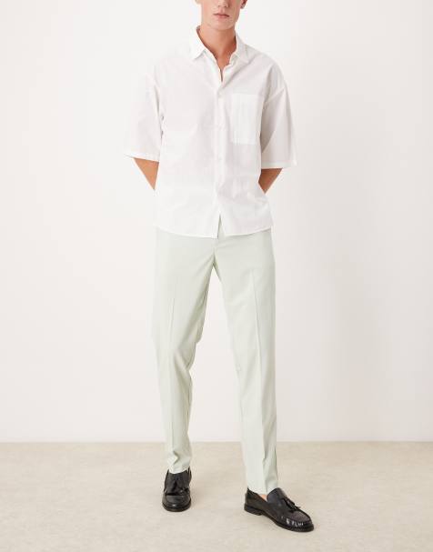 ASOS DESIGN Wedding - Slim-fit nette broek in saliegroen - view 1
