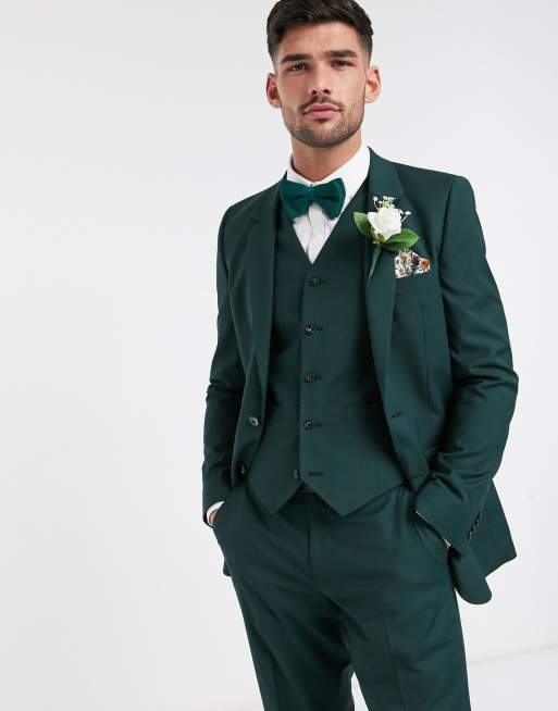 ASOS DESIGN wedding slim suit jacket in forest green | ASOS