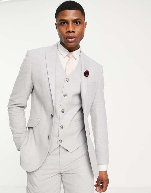 ASOS DESIGN Wedding Super Skinny Suit Jacket In Ice Gray Micro Texture