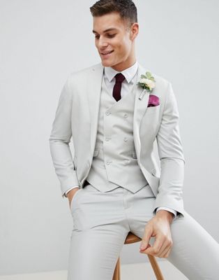 ASOS DESIGN Skinny Suit Jacket In Ice Gray Wedding Suits Men, Grey Suit ...