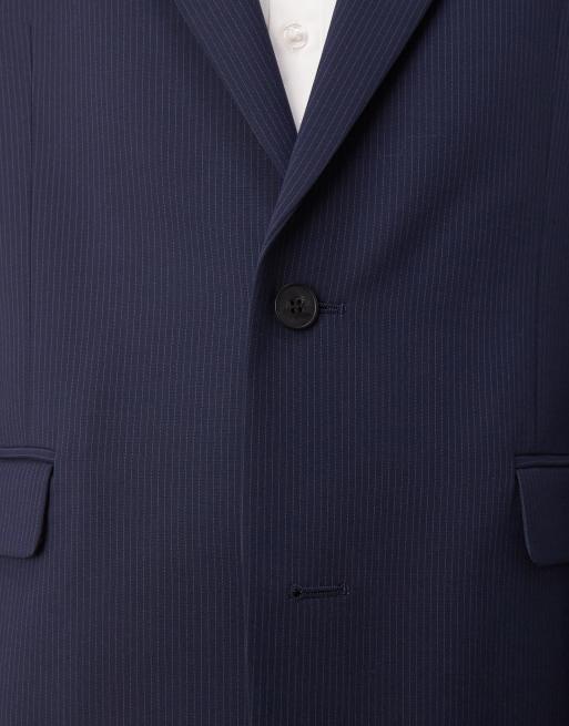ASOS DESIGN wedding slim suit jacket in navy pinstripe, 5 of 5