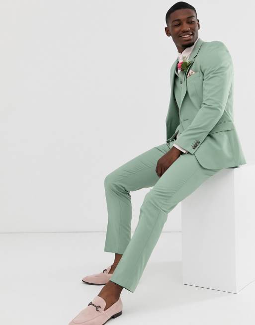 ASOS DESIGN wedding slim suit jacket in sage green