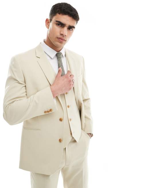 ASOS DESIGN wedding slim suit jacket in stone