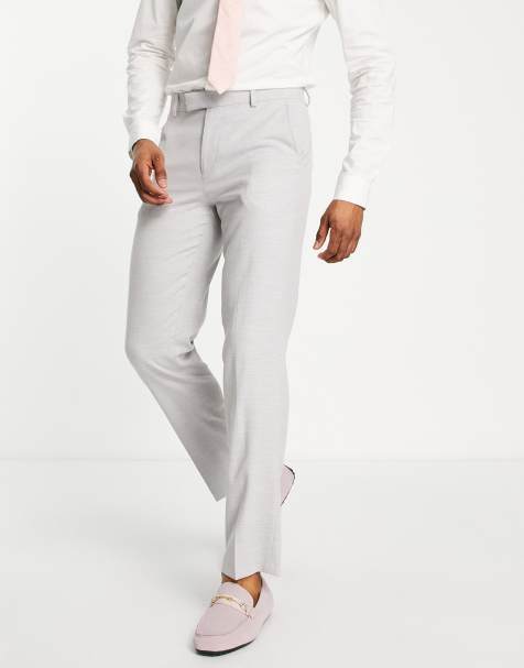 ASOS DESIGN wedding slim suit micro texture pants in ice gray  - view 1