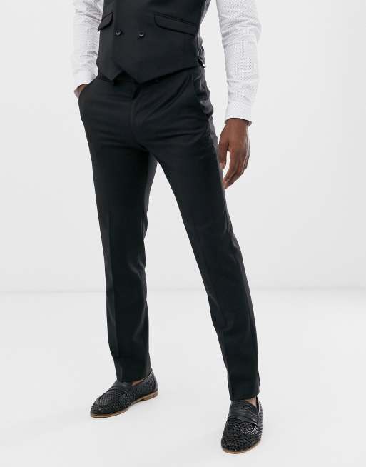 ASOS DESIGN wedding slim suit pants in black 100% wool