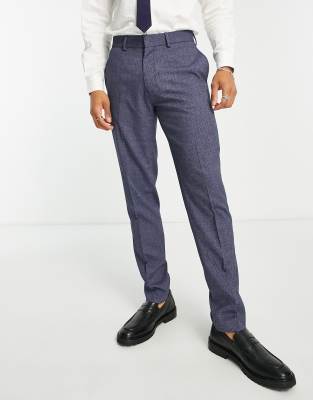 ASOS DESIGN wedding slim suit trousers in dark blue micro texture  - ASOS Price Checker