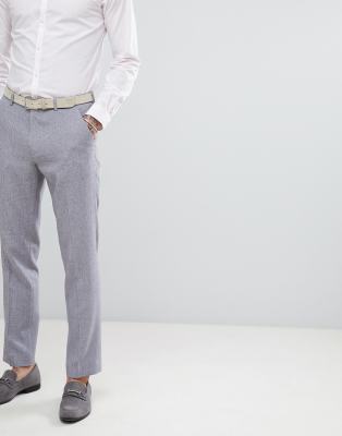 wedding slim suit pants in mid gray cross hatch