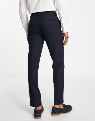 Asos Design Wedding Slim Suit Pants In Navy Micro Texture In Navy