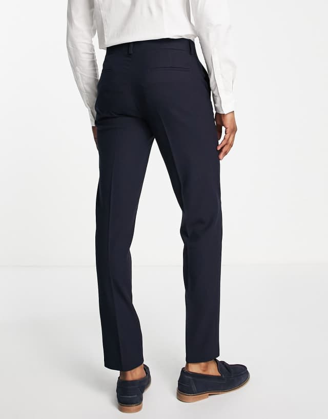 ASOS DESIGN wedding slim suit pants in navy micro texture