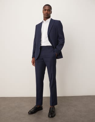 Asos Design Wedding Slim Suit Pants In Blue