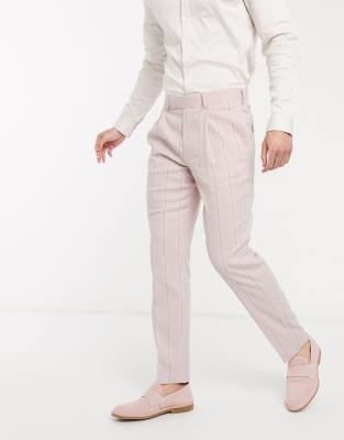 white slim suit pants
