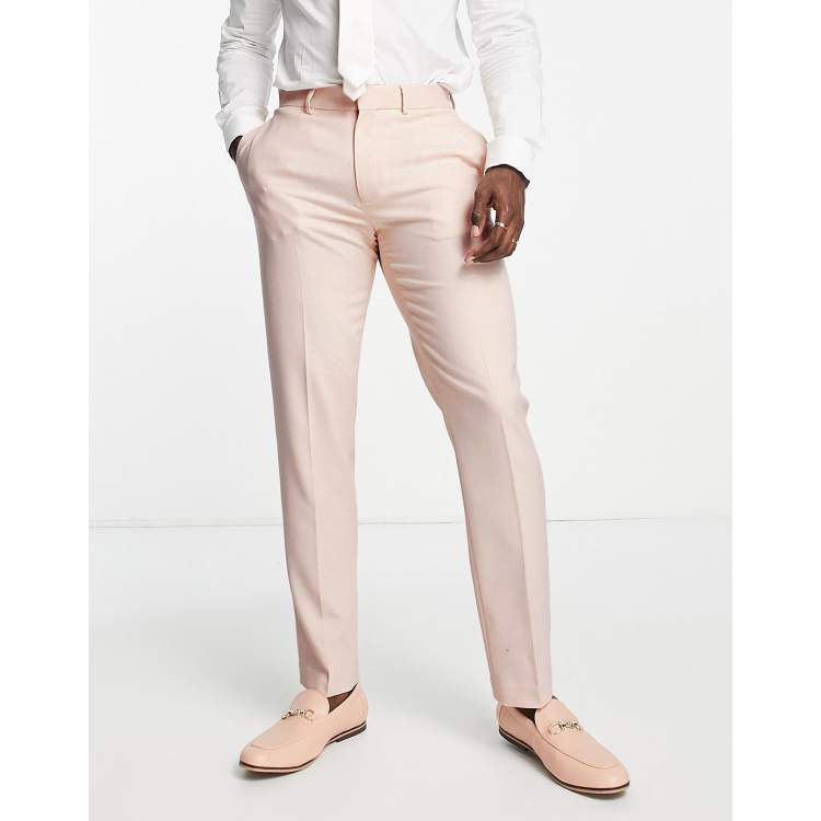 ASOS DESIGN wedding slim suit pants with micro texture in stone